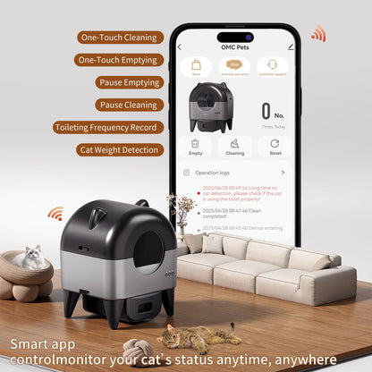 Self Cleaning Cat Litter Box, Automatic Smart Litter Box for Multiple Cats with 10 Safety Sensor Radars, 110L Electric Cat Box with App-Control, Odor Control, Quiet Operation, Black