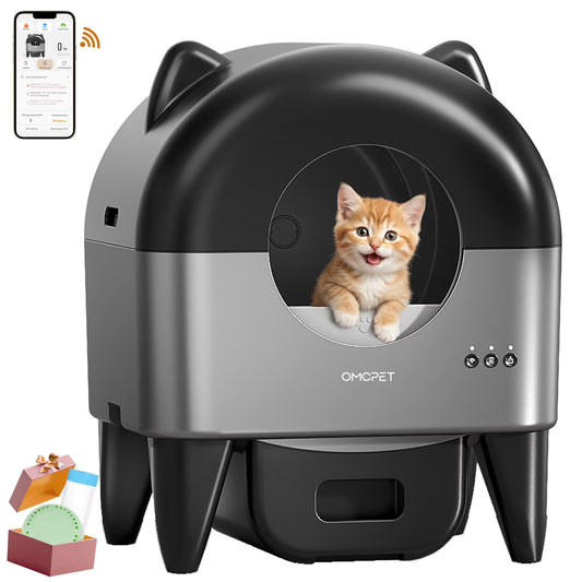 Self Cleaning Cat Litter Box, Automatic Smart Litter Box for Multiple Cats with 10 Safety Sensor Radars, 110L Electric Cat Box with App-Control, Odor Control, Quiet Operation, Black